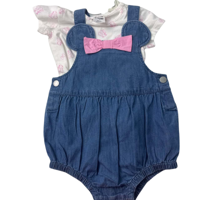 Disney Mickey Size 6-12m Playsuit with t shirt Blue white