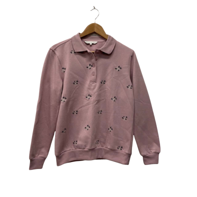 Black Pepper Floral Embroidered Fleece Polo Size 10 Jumper 