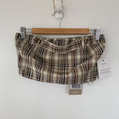 Calli Taupe Check Caroline Top Size 10 