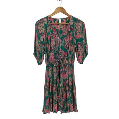 Kivari Womens  Size 8 Mini Dress / Short Sleeve Dress  Green / Multicoloured 