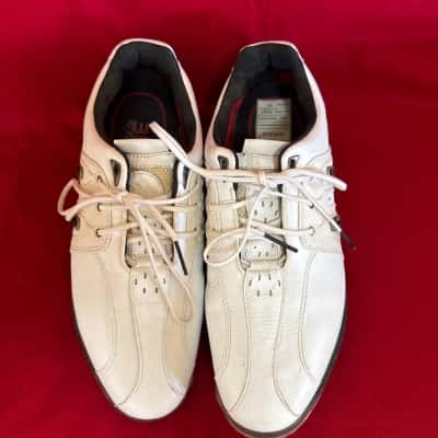 Men’s White Adidas Golf Shoes featuring 3D Fit Foam Interior Cushioning