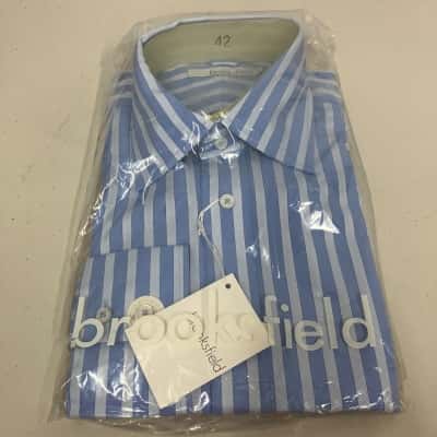 Size 42 Men’s Brooksfield Blue And White Striped Dress Shirt 
