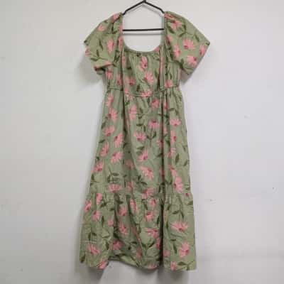 Princess Highway Womens Floral / Green Short Sleeve Dress Size L