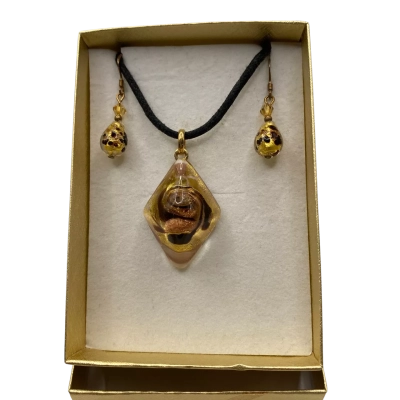  Womens Earrings / Necklace Gold / Off White / Pink  