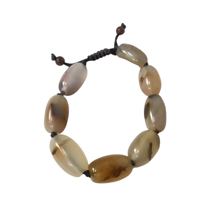  Natural Agate Adjustable Bracelet Cream