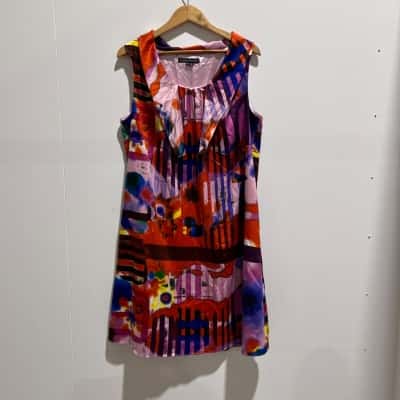 Charlie Brown Womens  Size 16 Sleeveless Dress  Brown / Burnt Orange / Multicoloured 