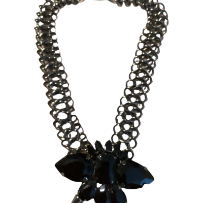 Adorne chunky choker necklace Black  / Silver 