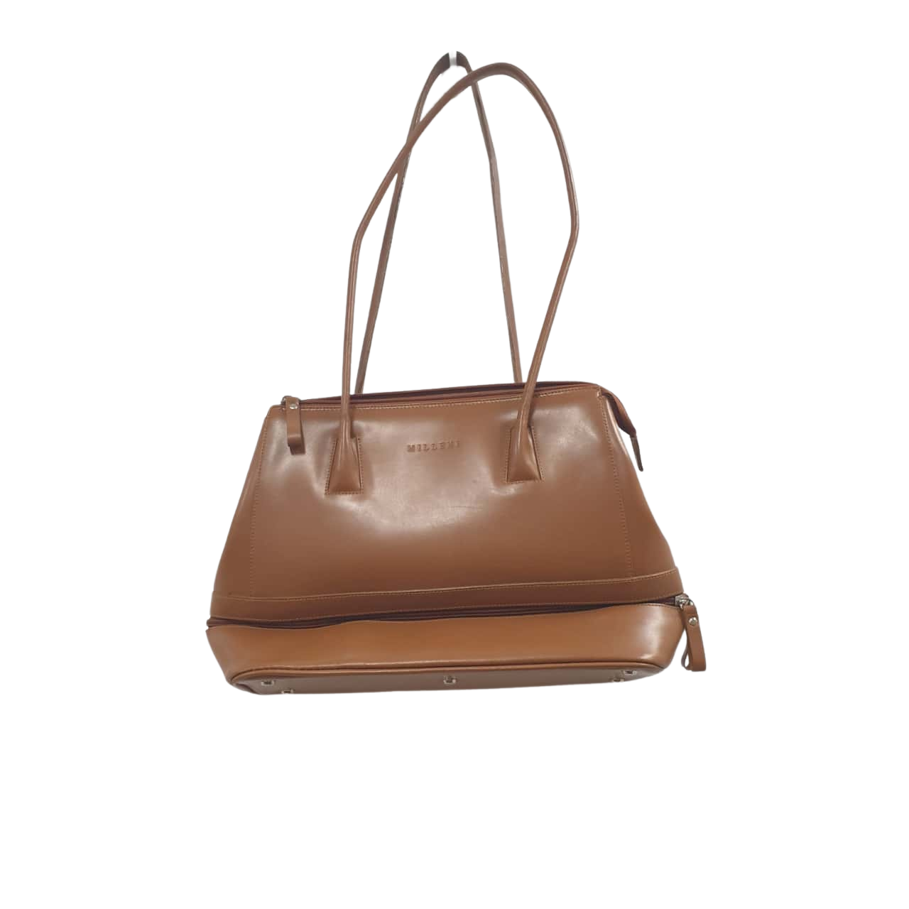 Milleni Womens Handbag Brown with Silver Hardware (s)