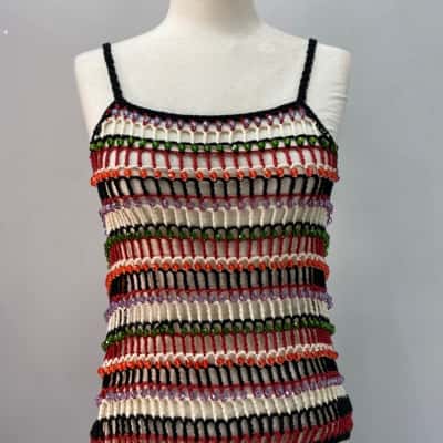 Zara Womens  Size M  Handcrafted Crochet Beaded Top