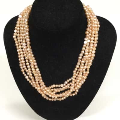 Apricot Rice Bubble multi strand pearl necklace RRP: $100 