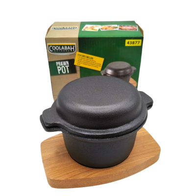 Coolabah Outdoor Cast Iron Prawn Pot For Sautéing Prawns & Warming Sauces 14cm Diameter
