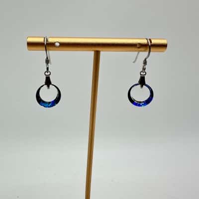 925 Silver Blue Heliotrope Crystal Earrings 