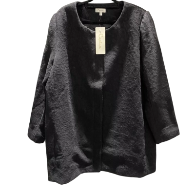 Capture Womens Coat Size 18 Black with Leopard Print 