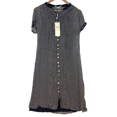 Jane Lamerton - Black & Cream Button Front Midi Dress (Size L)