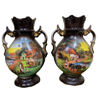 Pair Of Antique English Porcelain Vases