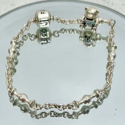 925 Pandora silver Bracelet w/ 925 Teddy Bear Charm