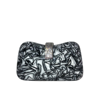 Frandami Silver & Black Swirl Clutch 