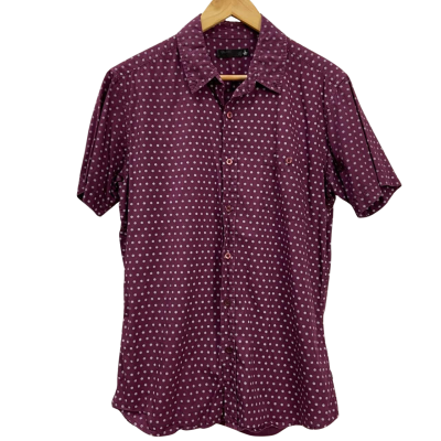 Goliath - Mens 100% Cotton Short Sleeve Shirt - Size L - Burgundy