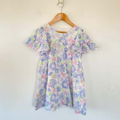 Seed Heritage Kids White Blue Floral Dress Size 8 