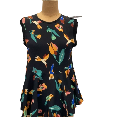  Beatrice Italia Printed Viscose Top Womens  Size XS Black /Multi 