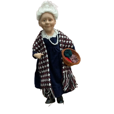 Vintage Grandma Doll on Stand
