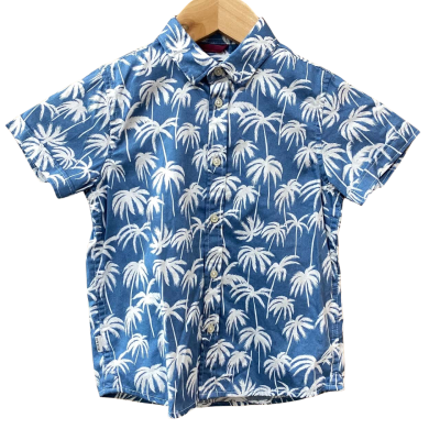 Indie Kids Blue/White Palm Tree Patterned Shirt Size 2