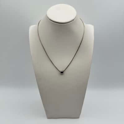 Square Cut Purple Stone Necklace Stamped 925 