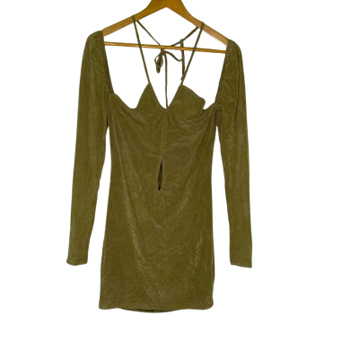 Motel Womens  Size L Halter Neck Dress / Long Sleeve Dress Green 