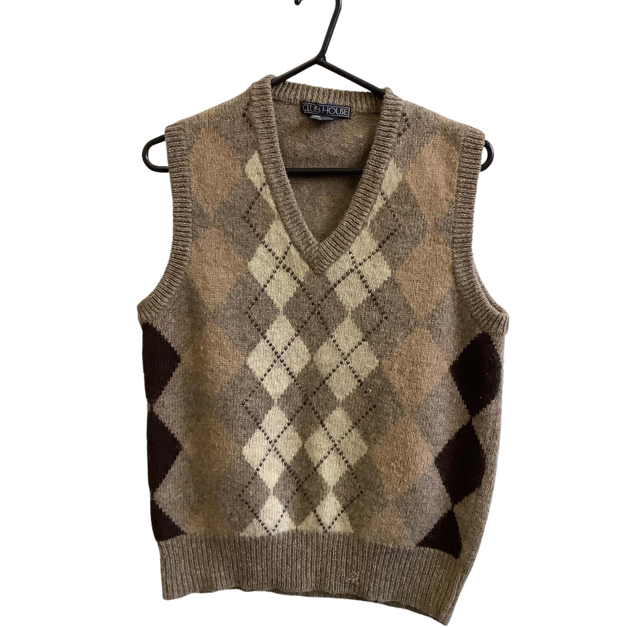 Club House Men's Size M Shetland Wool Sweater Vest Brown Pattern (s)