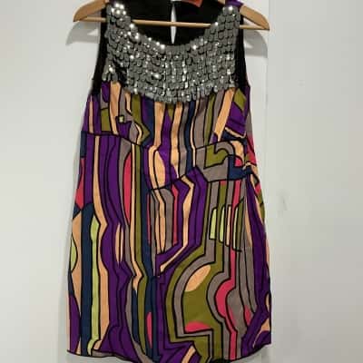 Missoni Womens  Size 10 / 12 Cocktail Dress / Mini Dress / Party Dress Multicoloured / Silver 