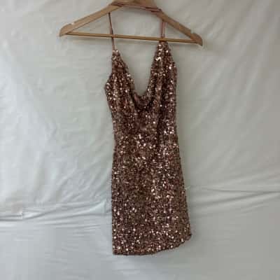 Ally Fashion Womens  Size 10 Mini Dress Gold 