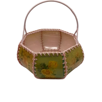 Vintage Handcrafted Craft Basket 35cm jk4