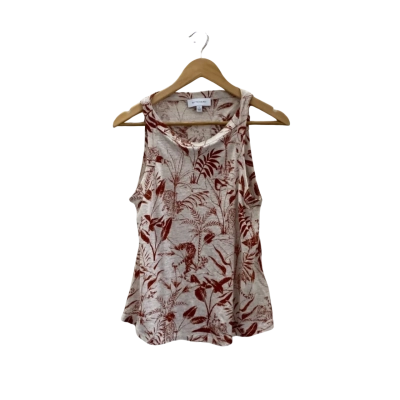 Witchery Womens  Size S Sleeveless Top Brown Leaf Pattern