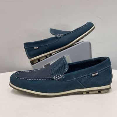 Ferracini Mens  Size 10 Leather Loafers Blue / Grey 