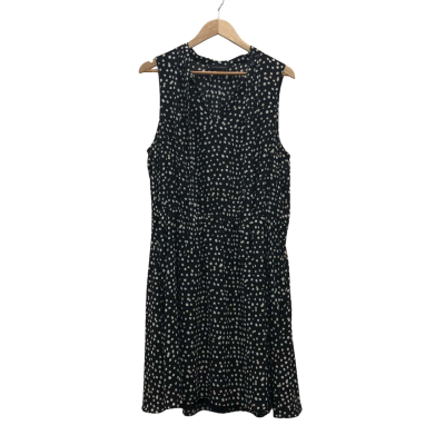 Banana Republic Womens  Size XL Midi Dress Black  / Polka Dot / White 