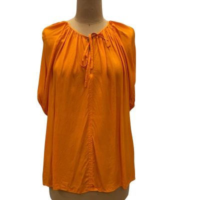 Womens Silk Blend Full Gathered Top Orange Size 14