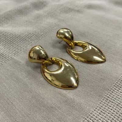  Womens Vintage Chunky Gold Tone Stud Earrings 
