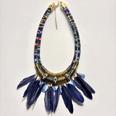 Boho Beaded Feather Ethnic Style Necklace 