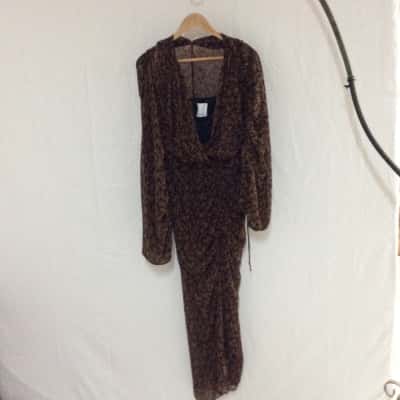 Acler Womens  Size 12 Gold / Maroon / Pattern 