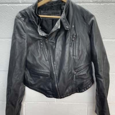 Zara Womens  Size L Leather Jacket Black  