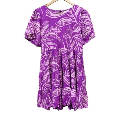 Mister Zimi Pink/Purple Leaf Patterned Dress Size 10