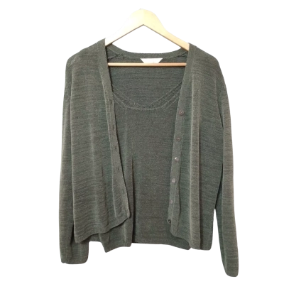 St. Michael by Marks & Spencer Women's  Size 14 Green Singlet and Cardigan Set