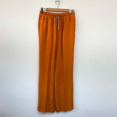Karen Walker Orange 100% Silk Pants  Size 8 