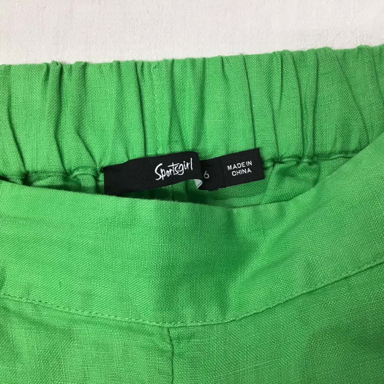 *REDUCED* Sportsgirl Womens Size 8 Lime Green 100 Linen Wide Leg Pull