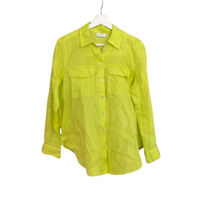 Sussan Womens  Size 6 Long Sleeve Shirt Green Linen