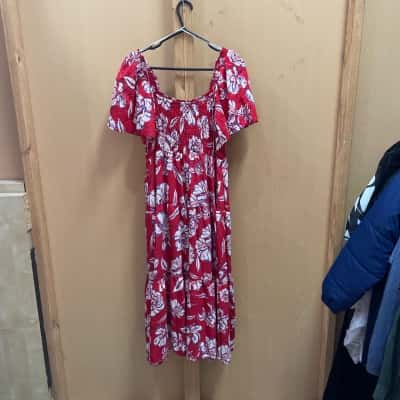  Womens  Size 16 Midi Dress Blue / Red / White 