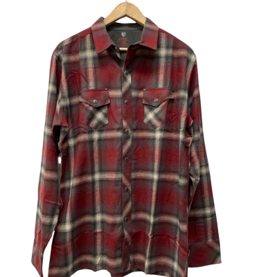 KUHL Mens  Size L Checked Shirt / Long Sleeve Shirt Grey / Maroon / White 