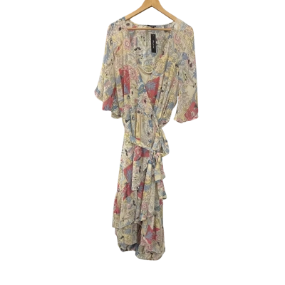 City Chic Womens  Size L Maxi Dress / Wrap Dress Beige / Multicoloured / Pattern 