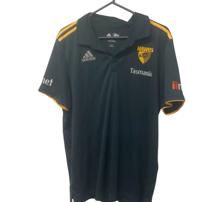 Men’s Adidas AFL on field  Size XL Gold / Green polo top