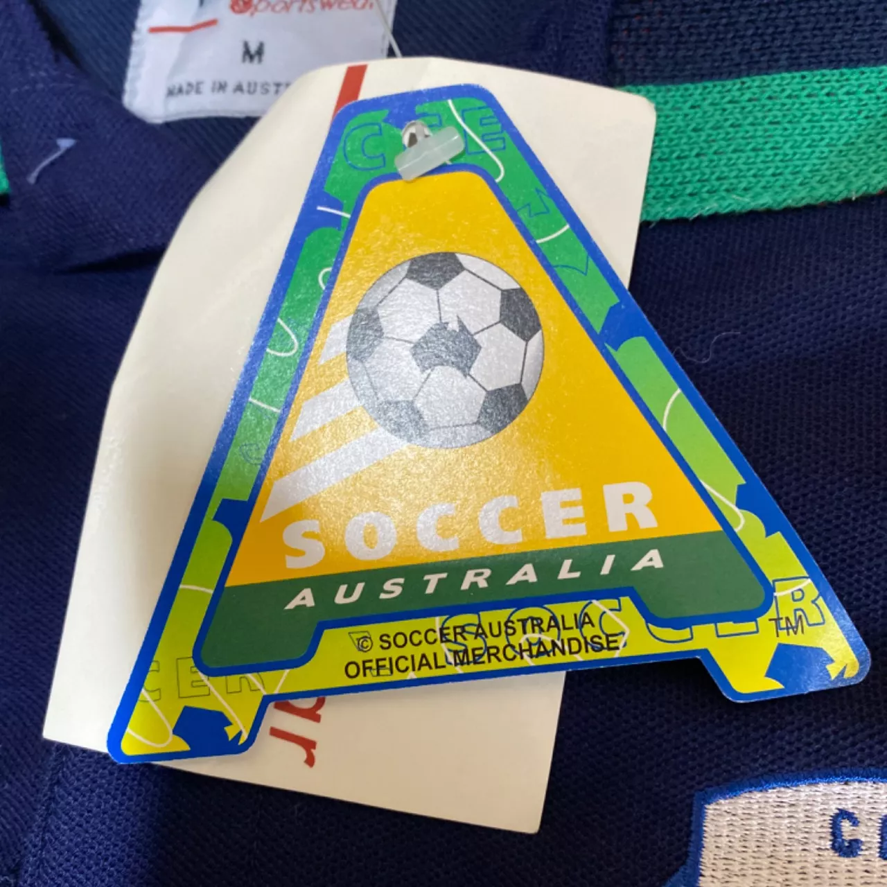 Mens Soccer Australia Size M Polo Shirt Navy Blue / Green / Red / White